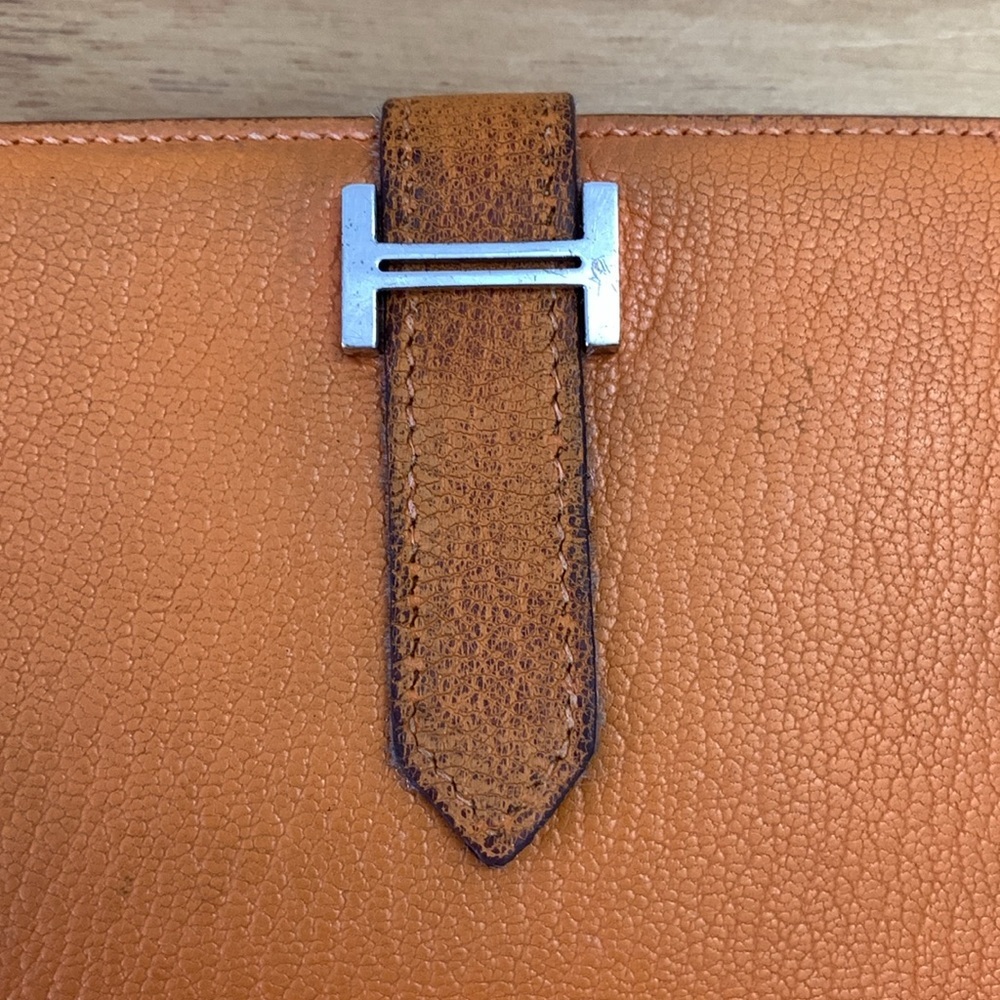 Hermès Bearn Soufflet Wallet Orange Epsom Leather Vintage FAIR CONDITION - Picture 2 of 15